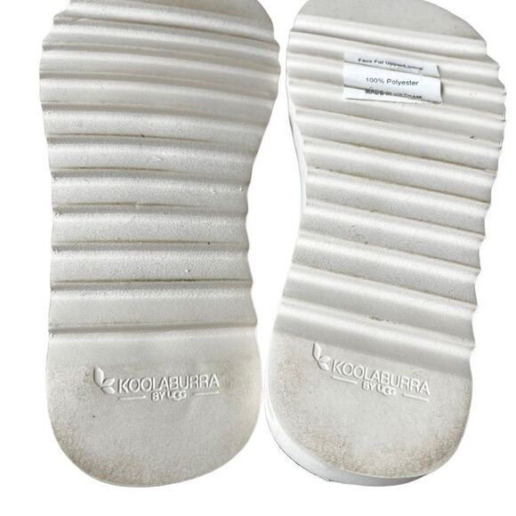 KOOLABURRA BY UGG FUZZ ON FAUX-FUR SLIDE ON BLACK SANDALS - Picture 8 of 12